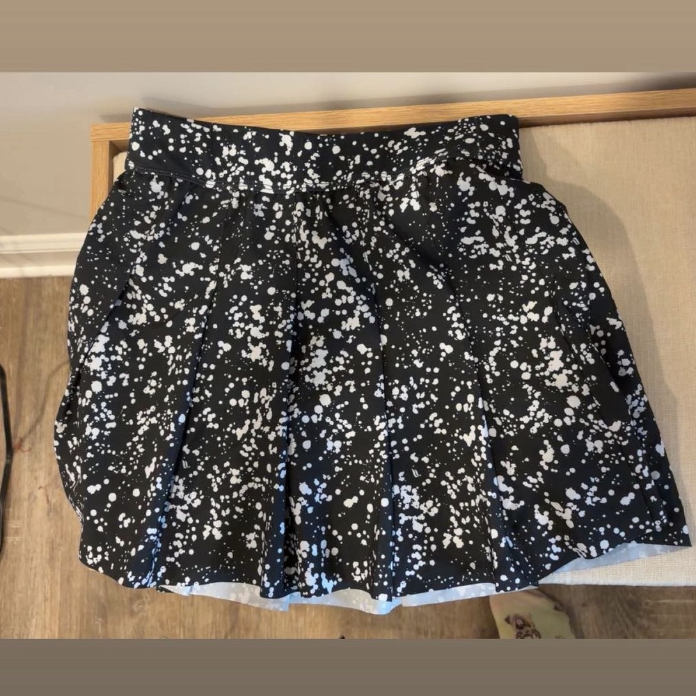 Fabletics Black & White Splatter Skater Skirt